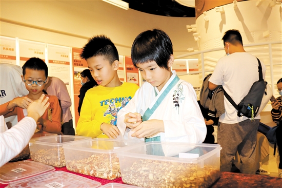 小朋友走進(jìn)李錦記新會(huì)生產(chǎn)基地，了解調(diào)味品的制作。