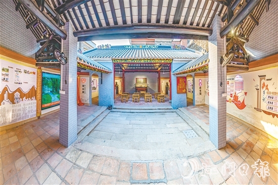 鶴山把村史館建設(shè)作為留住鄉(xiāng)愁、激活文脈的“龍頭工程”。圖為桃源鎮(zhèn)蟠光村史館（雪操公祠）。