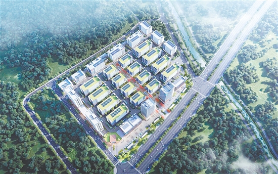 中星儲(chǔ)能智谷位于新會(huì)區(qū)睦洲鎮(zhèn)，是江門(mén)首個(gè)儲(chǔ)能產(chǎn)業(yè)專(zhuān)業(yè)園。圖為中星儲(chǔ)能智谷項(xiàng)目效果圖。