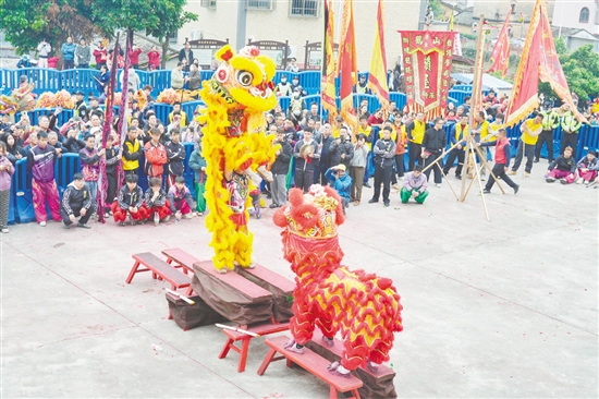 舞獅是花炮會不可或缺的元素。