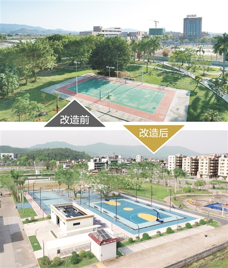 改造后的文化廣場以開闊的圓形舞臺為核心，搭配錯落有致的綠化景觀與休閑步道，形成兼具儀式感與生態(tài)感的活動空間。